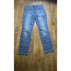 Lee Slim Fit Slim Leg Mid Rise Sculpting Pull On Women Jeans Size 16 Denim